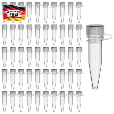 50 Stück 1,5 ml Kunststoff reagenzgläser mit Schraubverschluss für Labor und For