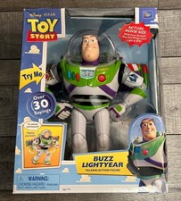 PIXAR TOY STORY BUZZ LIGHTYEAR TALKING ACTION FIGURE THINKWAY RARE 64070