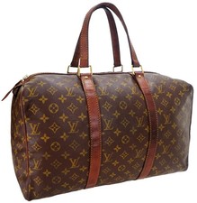 Vintage LOUIS VUITTON LV Monogram Leather Sac Souple 45 Boston Duffle Bag France