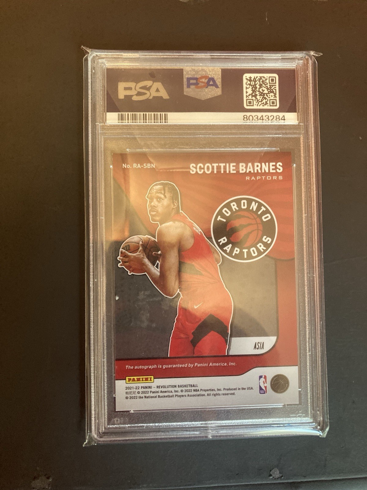 2021-22 Panini Revolution - Auto Scottie Barnes #RA-SBN Asia (RC) Psa 9 view 2