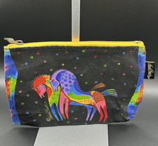 Laurel Burch Colorful Horse Zip Pouch Cosmetic Makeup Bag Multicolor Art Design