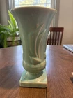 Nelson McCoy Art Pottery Turquoise Teal Aqua Sailboat Vase 9" Tall Square Base