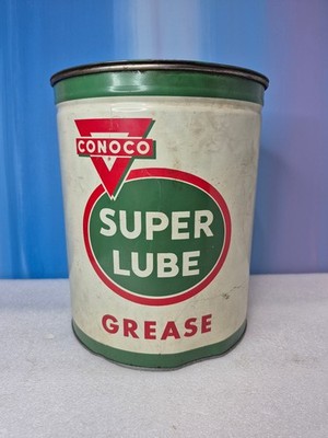 10lb can ~ VINTAGE CONOCO SUPER LUBE GREASE CAN