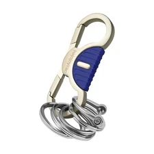 Keychain Quick Release Spring Car Key Holder with 4 Key Pearl Nickel With Blue