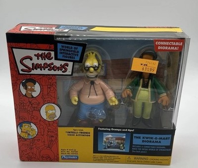 THE SIMPSONS KWIK-E-MART DIORAMA W/ GRAMPA & APU FIGURES PLAYMATES 2003 NEW