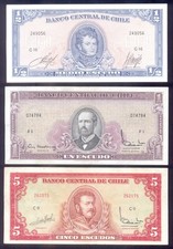 Chile 1/2 Escudo - 100 Escudos 1962-1975  P134A-141  VF-aUNC