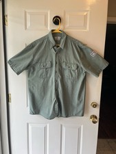 Tyndale FR Arc Rated Flame Resistant Work Shirt Mens L Green Utility Made USA