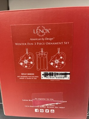 Christmas Lenox Ornament ~ 'Winter Fun' ~ Three Piece Ornament Set~