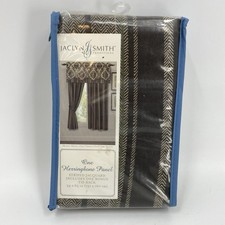 Jaclyn Smith Herrinbone Curtain Panel Brown Tan Striped Jacquard 54" x 63"