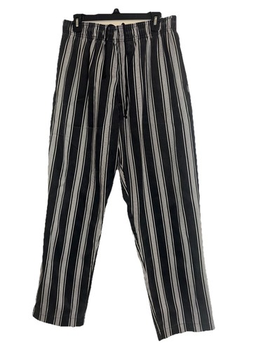 Chef Code Baggy Chef Pants with Zipper Fly CC Black White Striped Large