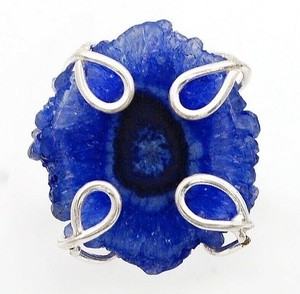 Natural Geode Cluster Kyanite 925 Sterling Silver Ring Sz 7.5, 