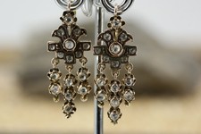 Viktorianisch Ohrhänger Gold Diamant Rosenschliff ca. 0,80 ct. Länge 38 mm Rosé