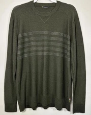 Smartwool Kiva Ridge Reverse Jersey Stripe Crew Mens Lg Green Stripe Wool Blend