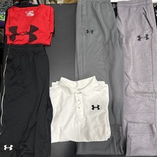 Lot of 5, Under Armour Boys Youth XL t-shirt Polo 2 Jogger/Sweats  1 Shorts Lot