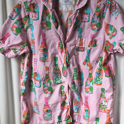 Printfresh Cotton Pajama Set Pink Multicolor Animal Graphic Print Short Sleeve S
