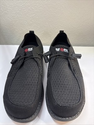 LARNMERN Mens Steel Toe Work Shoes Slip On Black Comfort Safety Sneakers
