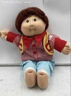 Vintage Cabbage Patch Kids Boy Doll Brown Yarn Hair Brown Eyes Gingham Outfit