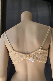 LA PERLA  Nude Tan  Lace Demi Underwire Mesh Bra Size 36 D