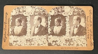 W.J. Bryan Stereoview Mr & Mrs William Jennings Bryan 1897 Portrait Keystone