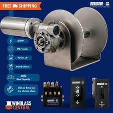 Muir DW08 Drum Anchor Winch 800W 12V 316SS Rope Chain 16-28ft 5-8m