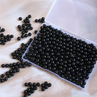 Black Glass Beads Bulk, 8Mm Glass Beads for Barcelet and Jewelry Making DIY Craf