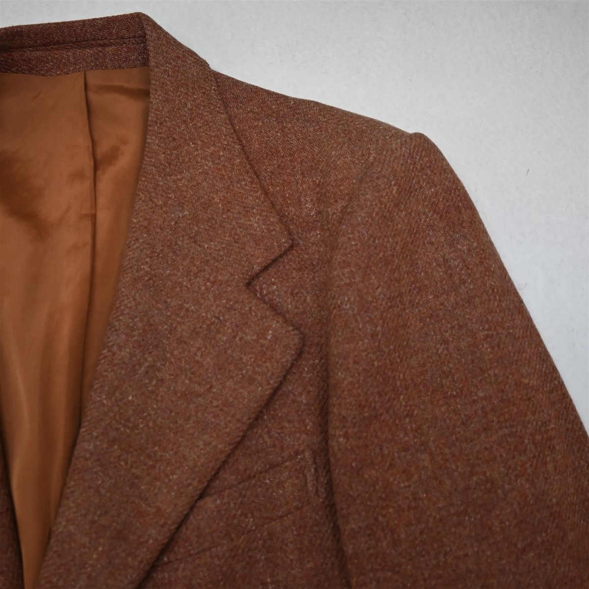 Vtg France Yves Saint Laurent 36R Salmon Orange Wool Tweed Blazer