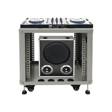 9U Server Rack Grey Semi-open Rolling Studio Rack Case w/ Wheels 22.4 19.7 18.3"