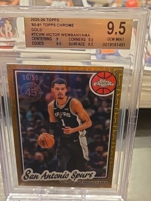 2025-26 VICTOR WEMBANYAMA TOPPS CHROME 45TH ANN.  GOLD REFRACTOR /50 SPURS #TCVW