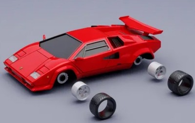 Lamborghini Countach - Maßstab 1:64 3D-gedruckter Modellauto-Bausatz | hochwertig