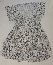 Urban Outfitters Women's White/Black Floral Babydoll Dress Size Medium