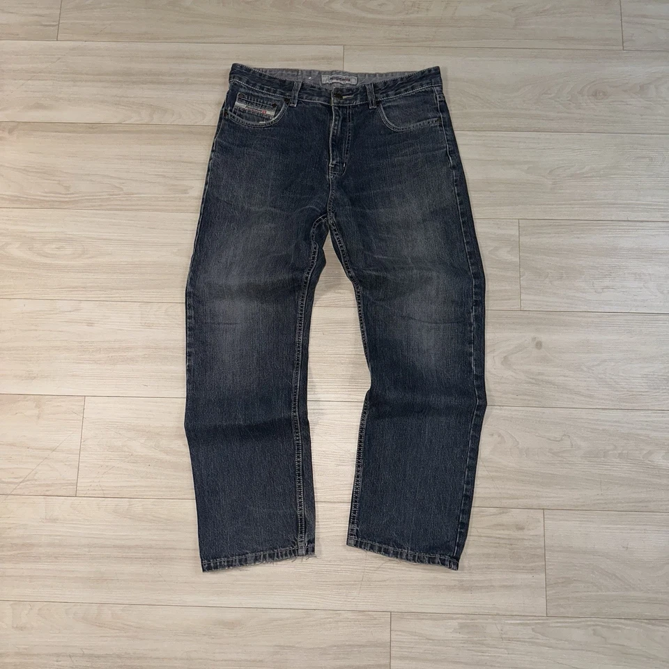 Pantalones de mezclilla Diesel para hombre pierna recta calce regular elásticos azul oscuro lavado W34 L30 Foto 2 de 4