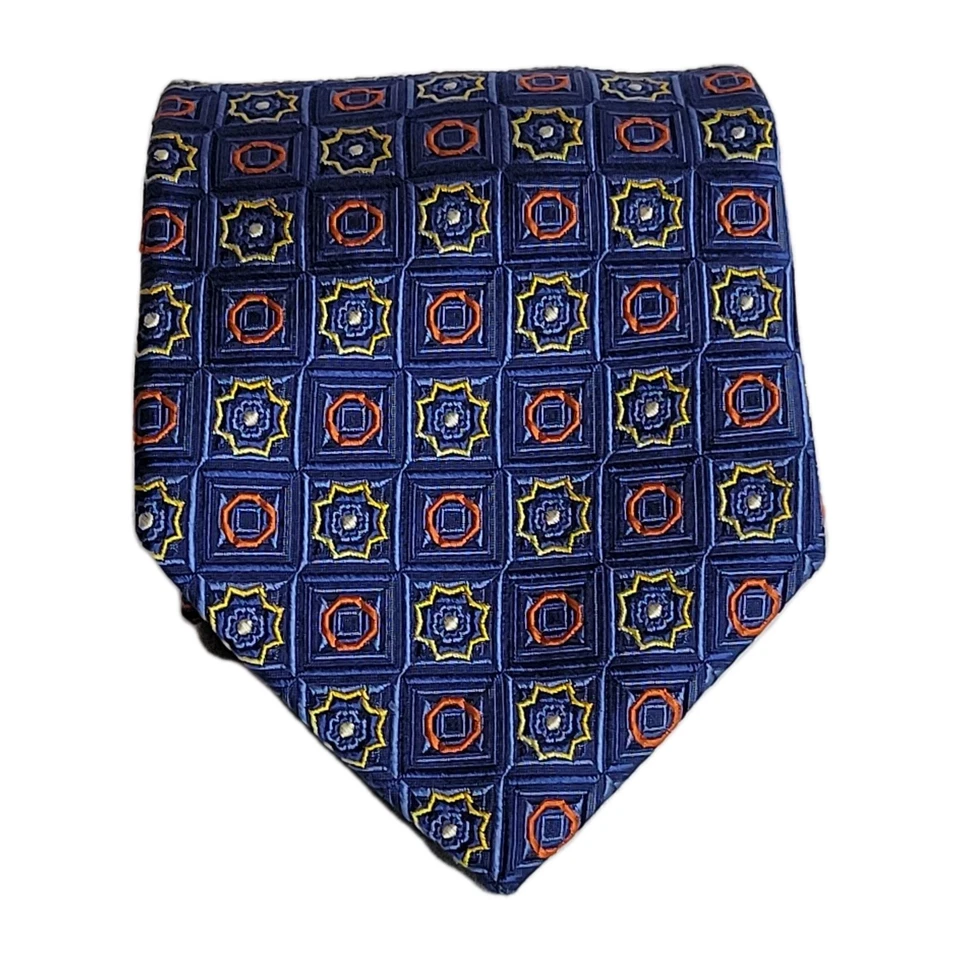 Галстук Neiman Marcus синий геометрический 100% шелк сделано в Италии L: 57 дюймов W: 3,5 дюйма - Изображение 2 из 4