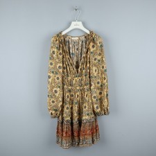 ULLA JOHNSON Womens Floral V Neck Long Sleeve Cotton Midi Maxi Dress Size 8