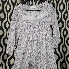 Eileen West Royal Splendor Cotton Rayon Long Nightgown w/ Pockets Purple Small