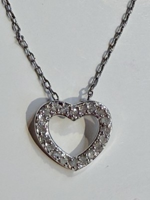 925 Sterling Silber Herz Collier Diamant Akzente Made in Italy Herstellermarke CW
