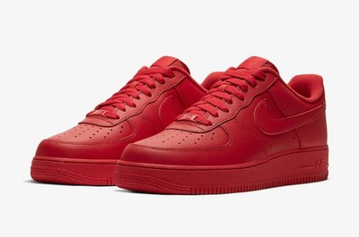 New Mens Nike Air Force 1 Low Triple Red