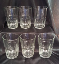 Vtg Libbey Crisa Signed Set Of 6 8 Paneled Drinking Glasses 12 Ounces EC