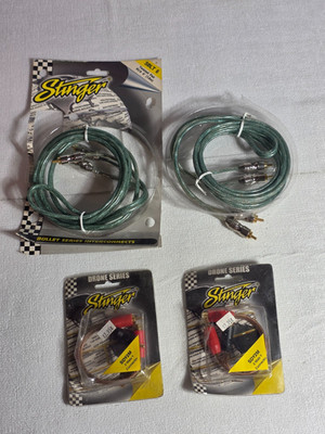 vtg NOS Stinger audio lot 2 RCA interconnect twisted and 2 RCA Y adapter 1990s