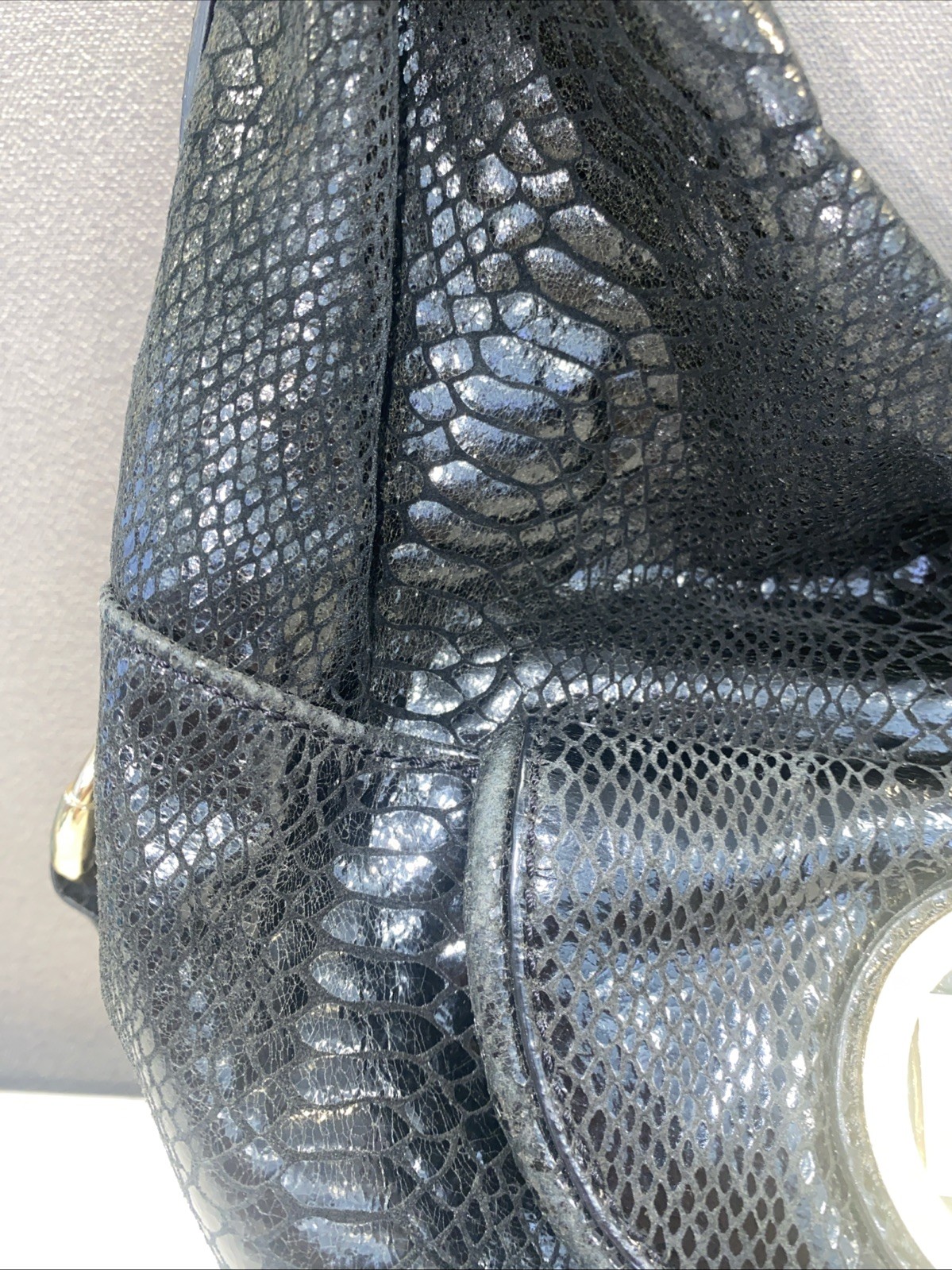 Michael Kors Black Python Embossed Leather Hobo S… - image 10