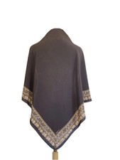 Y5 Valentino Silk Scarf Brown with Geometric Border Pattern Made in Italy VTG