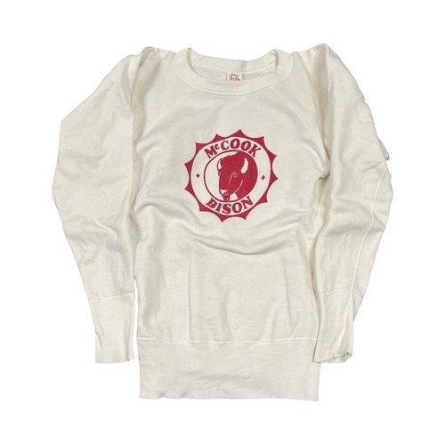 Dejac McCook Bison Crewneck Fleece Pullover Sweatshirt Vintage Graphic Print