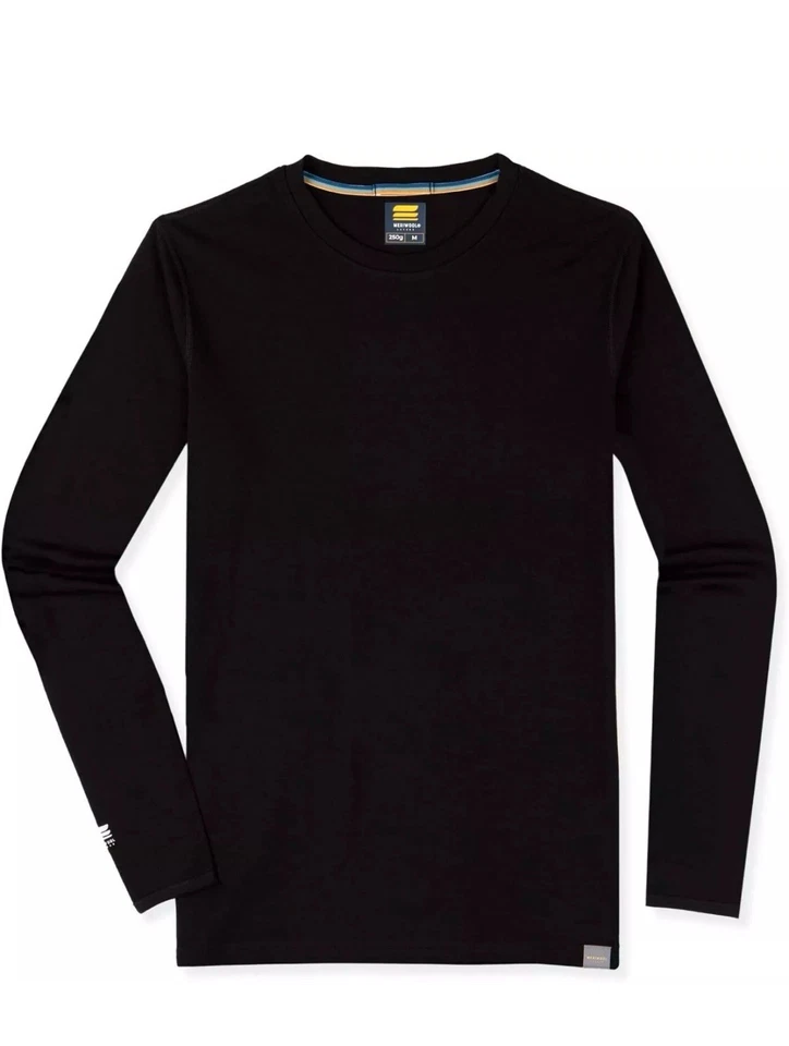 Nuevo Top MERIWOOL Para Hombres Capa Base 100% Lana Merino Peso Medio Largo Pequeño Negro 250 Foto 3 de 4