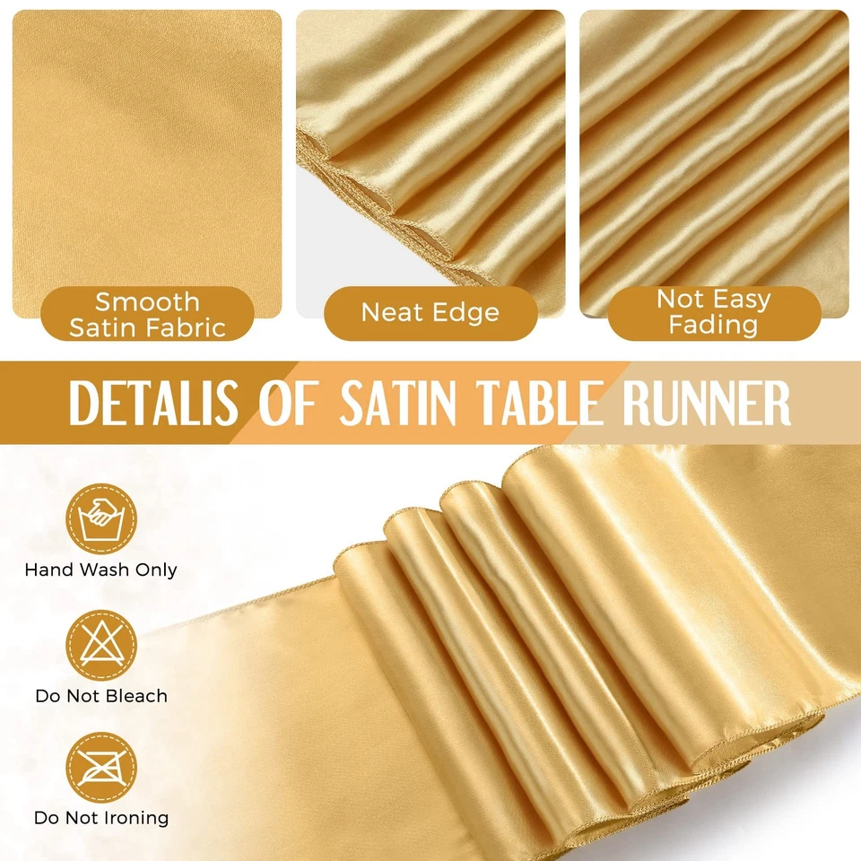 16 Pieces New Year Black and Gold Disposable Plastic Tablecloths and Satin Ta... - Image 4 of 4