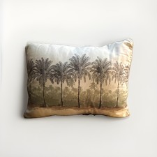 Tropical Palm Tree Rectangular Throw Pillow 14x20 Beige Gray White Zip