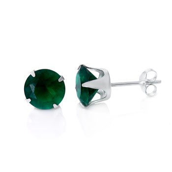 925 Sterling Silber Ohrstecker - rund / grün - 6mm