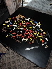 Vintage Large Lot Of Mixed Toy Animal Lot Farm, Zoo, Dog Plastic Toys