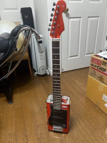 Homemade Oil Can Guiter Electric Guitar With Hard Case From JAPAN