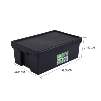 Wham Bam Heavy Duty Recycling Box - 96 liter met deksel - 69 x 49,5 x 37 cm - zwart
