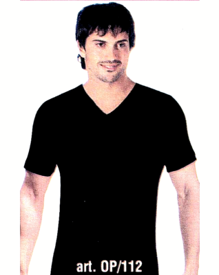 T-shirt SPEEDY LINE collo a V manica corta 100% cotone NERO Tg 7/XXL art  112