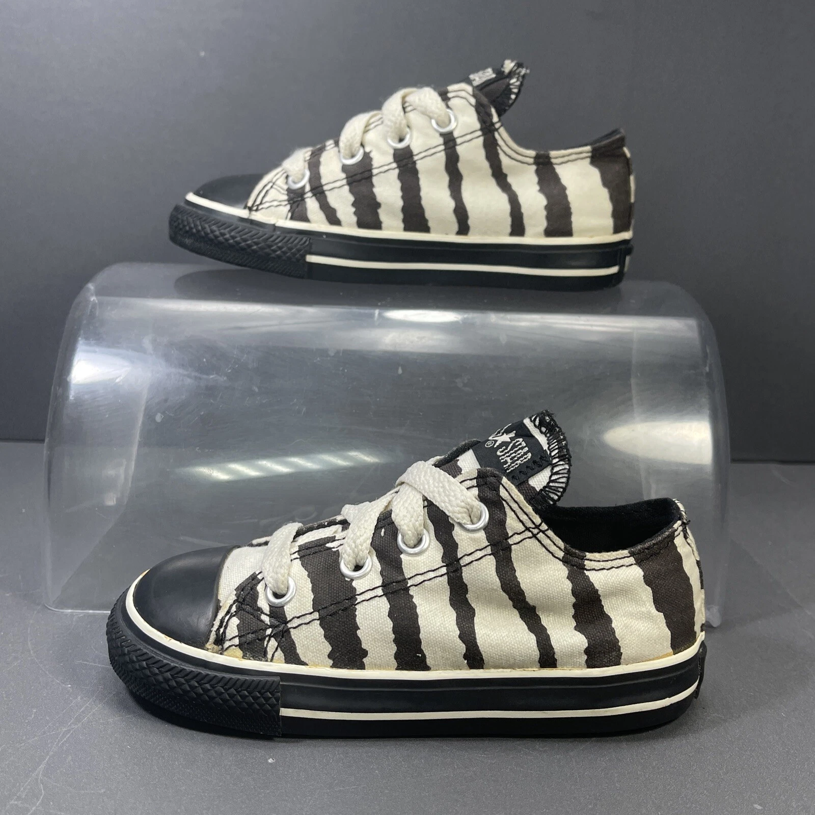 Scarpe sneakers Converse zebrate bianche e nere bambino bambini taglia 8 basse